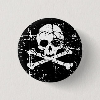 Worn Cracked Skull en Crossbones Button