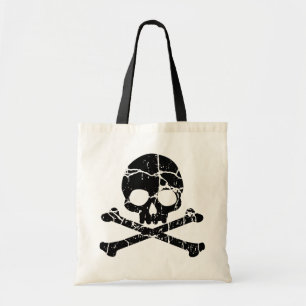 Worn Cracked Skull en Crossbones Canvas tas