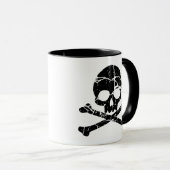 Worn Cracked Skull en Crossbones Mok (Voorkant rechts)