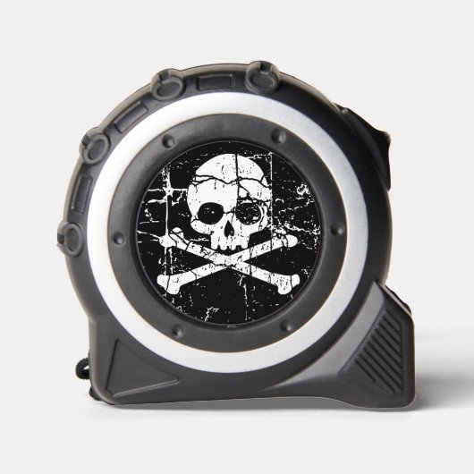 Worn Cracked Skull en Crossbones Rolmaat (Voorkant)
