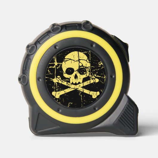 Worn Cracked Skull en Crossbones Rolmaat (Voorkant)