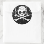Worn Cracked Skull en Crossbones Ronde Sticker (Tas)
