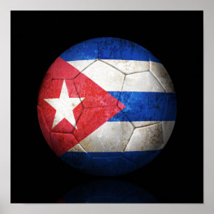 Worn Cuban Flag Football Voetbal Poster
