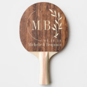 Worn Cutting Board Leaf Wedding Monogram Tafeltennisbatje (Voorkant)