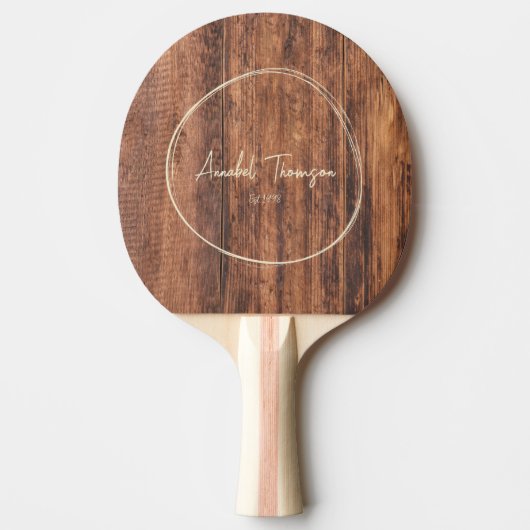 Worn Cutting Board Name in Drawn Circle  Tafeltennisbatje (Voorkant)