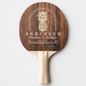 Worn Cutting Board Pineapple Wedding Arch & Name Tafeltennisbatje (Achterkant)