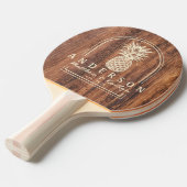 Worn Cutting Board Pineapple Wedding Arch & Name Tafeltennisbatje (Voorkant Gekanteld)