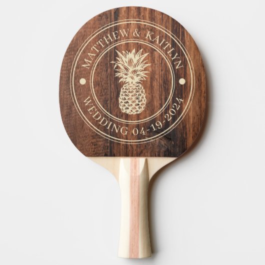 Worn Cutting Board Pineapple Wedding Names Tafeltennisbatje (Achterkant)