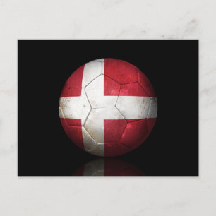 Worn Danish Flag Football Voetbal Briefkaart