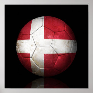Worn Danish Flag Football Voetbal Poster