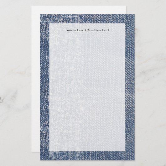 Worn Denim Jeans-Kijk Briefpapier (Voorkant / Achterkant)