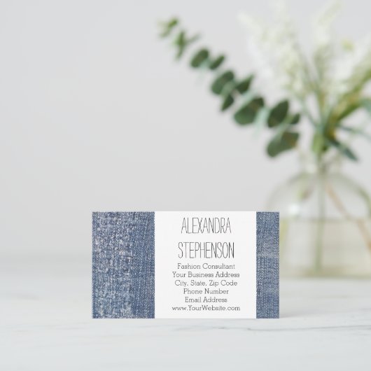 Worn Denim Jeans Mode Clothing Store Visitekaartje (Staand voorkant)