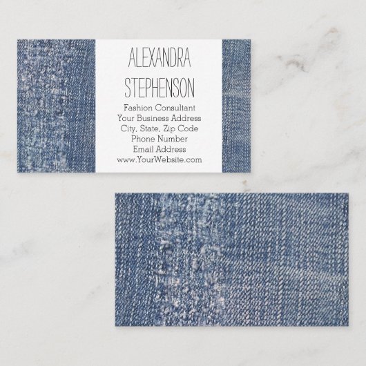 Worn Denim Jeans Mode Clothing Store Visitekaartje (Voorkant / Achterkant)