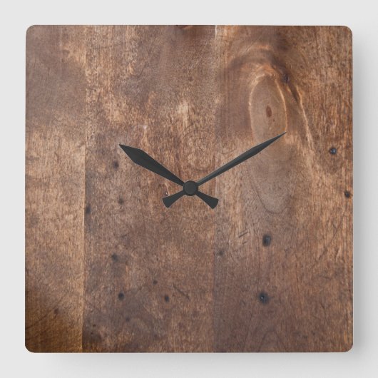 Worn-dennenplank Vierkante Klok (Voorkant)