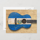 Worn El Salvador vlag Aoustic Guitar Briefkaart (Voorkant / Achterkant)