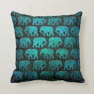 Worn Elephant Silhouettes Patroon, blauw Kussen