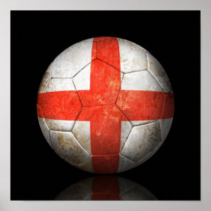 Worn English Flag Football Voetbal Poster