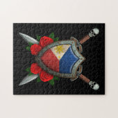 Worn Filipino Flag Shield and Swords with Rozen Legpuzzel (Horizontaal)