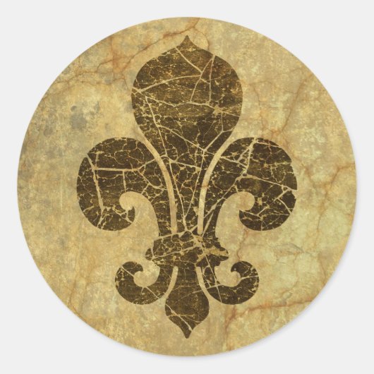 Worn Fleur De Lis Ronde Sticker (Voorkant)