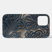 Worn gegaufreerd donker leder Case-Mate iPhone case (Achterkant (horizontaal))