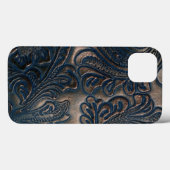 Worn gegaufreerd donker leder Case-Mate iPhone case (Achterkant (horizontaal))