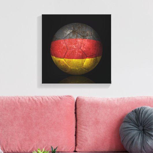 Worn German Flag Football Voetbal Canvas Afdruk (Insitu (Woonkamer))