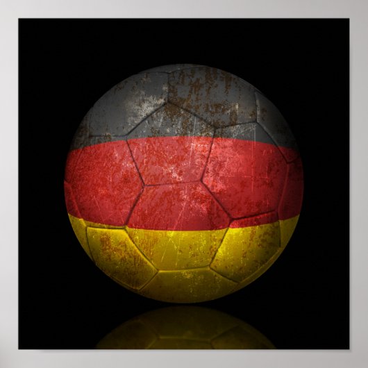 Worn German Flag Football Voetbal Poster (Voorkant)