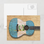 Worn Guatemalaanse vlag Aakoestische gitaar Briefkaart (Voorkant / Achterkant)
