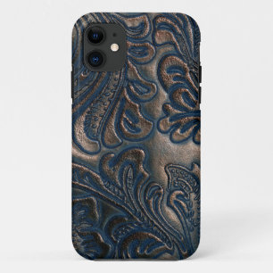 Worn in reliëf gemaakt donkerbruin leder Hoesje-m Case-Mate iPhone Case