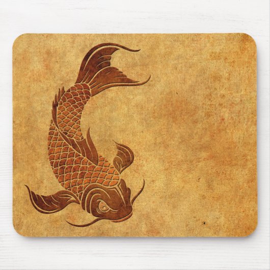 Worn Koi visontwerp Muismat (Voorkant)