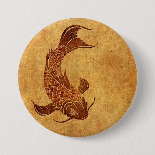 Worn Koi visontwerp Ronde Button 7,6 Cm (Voorkant)
