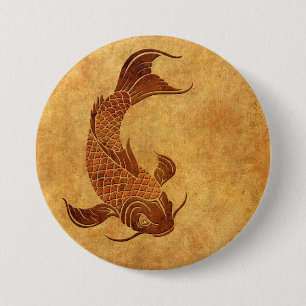 Worn Koi visontwerp Ronde Button 7,6 Cm