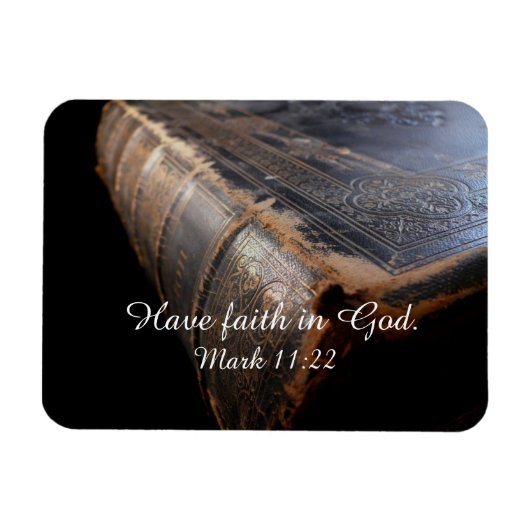 Worn Leather Bible, "Heb geloof in God" Mark 11:22 Magneet (Horizontaal)