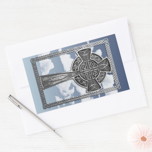 Worn Metal Cross Rechthoekige Sticker (Envelop)