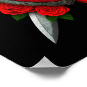 Worn Moroccan vlag Shield and Swords with Rozen Poster (Hoek)