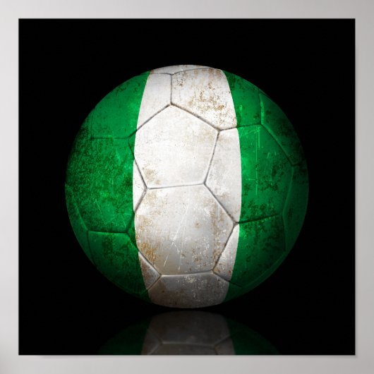 Worn Nigerian Flag Football Voetbal Poster (Voorkant)