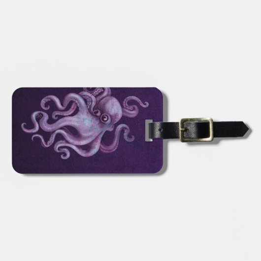 Worn  Octopus Illustratie - Paars Bagagelabel (Voorkant horizontaal)