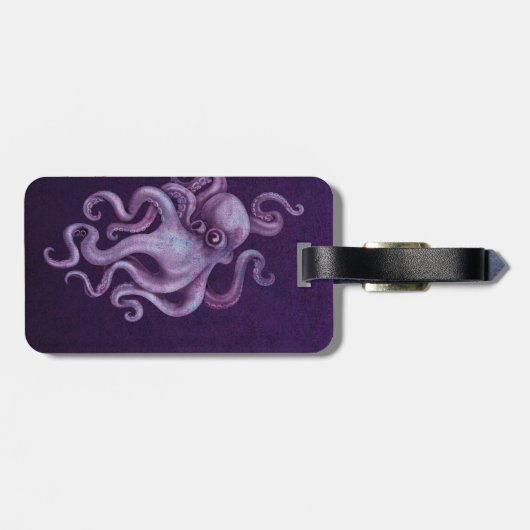 Worn  Octopus Illustratie - Paars Bagagelabel (Achterkant horizontaal)