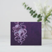 Worn  Octopus Illustratie - Paars Briefkaart (Staand voorkant)