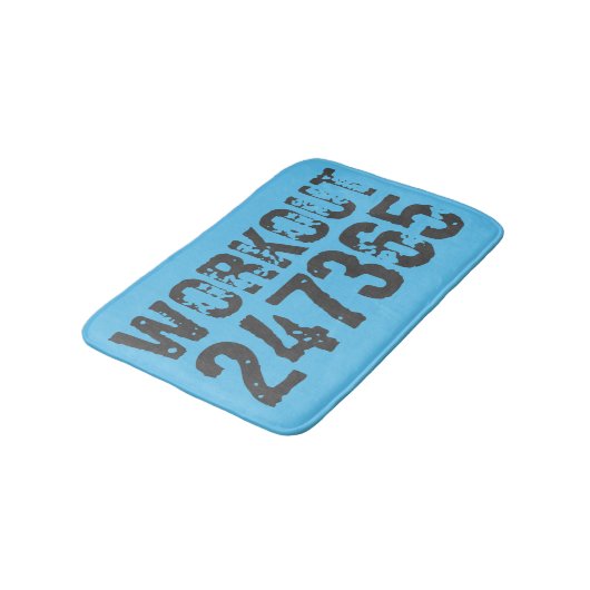 Worn out and scratched text Workout 247365 blue Badmat (Gekanteld)