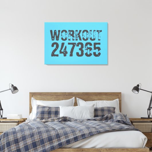 Worn out and scratched text Workout 247365 blue Canvas Afdruk (Insitu (Slaapkamer))