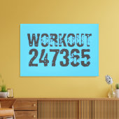 Worn out and scratched text Workout 247365 blue Canvas Afdruk (Insitu (Woonkamer))