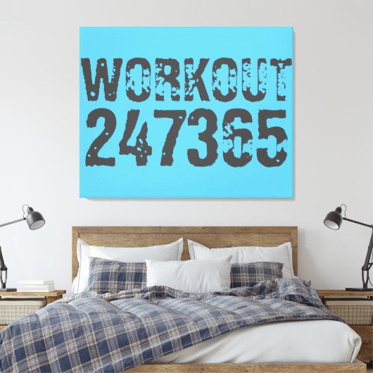 Worn out and scratched text Workout 247365 blue Canvas Afdruk (Insitu (Slaapkamer))