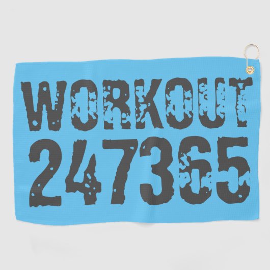 Worn out and scratched text Workout 247365 blue Golfhanddoek (Horizontaal)