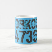 Worn out and scratched text Workout 247365 blue Koffiemok (Center)