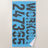 Worn out and scratched text Workout 247365 blue Strandlaken (Voorkant)