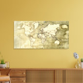 Worn Paper World Map Canvas Afdruk (Insitu (Woonkamer))