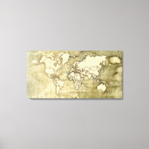 Worn Paper World Map Canvas Afdruk