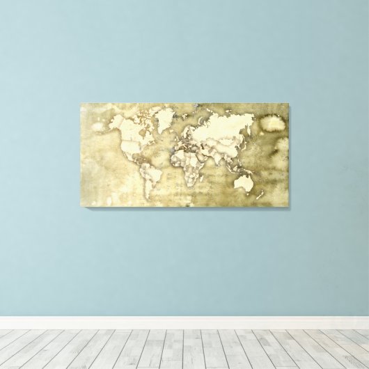 Worn Paper World Map Canvas Afdruk (Insitu (Houten vloer))