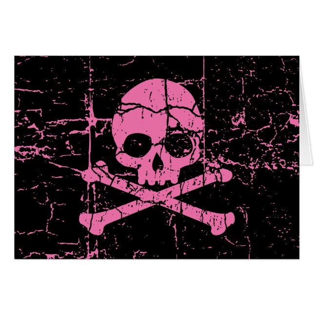 Worn Pink Skull en Crossbones (Voorkant Horizontaal)
